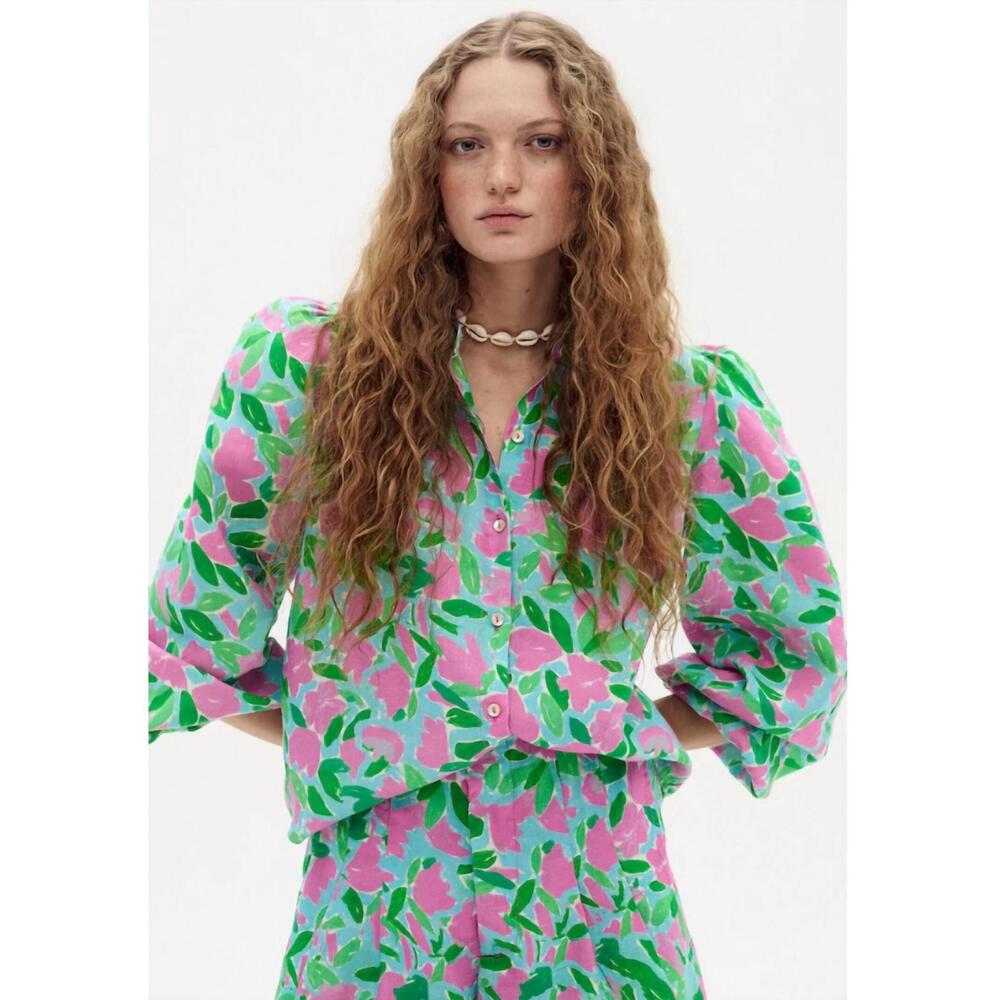 NEW LANTHROPY mekness linen shirt in felicity print